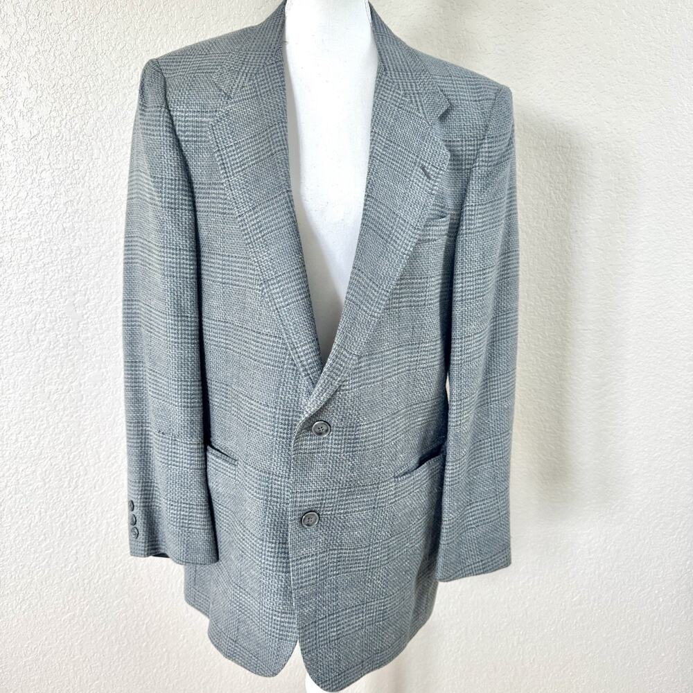Barry Manufacturing Harv 41R Gray Glen Plaid Wool Sport Coat Blazer Made In USA